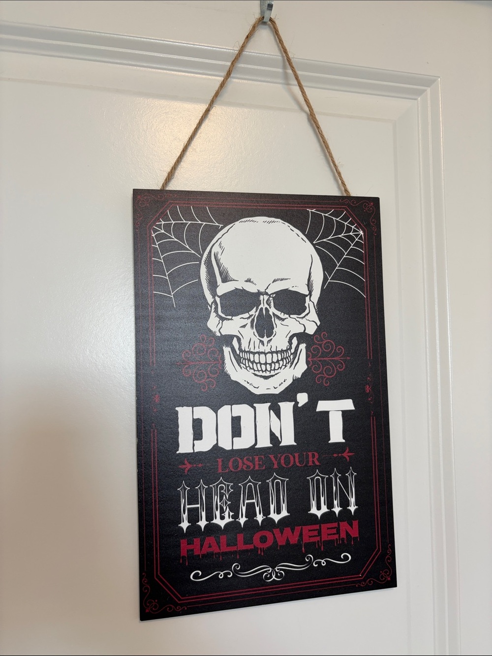 Halloween Skull Wall Plaque - Black and White